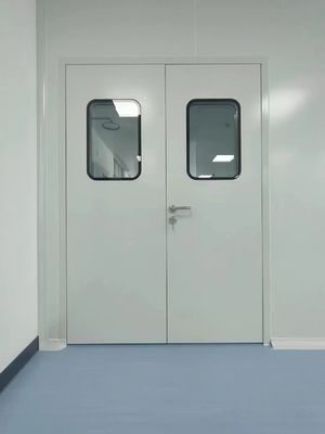 Çelik Kapalı Modüler Temiz Oda Kapısı Manual Çift Kapı Yumuşak Yüzey